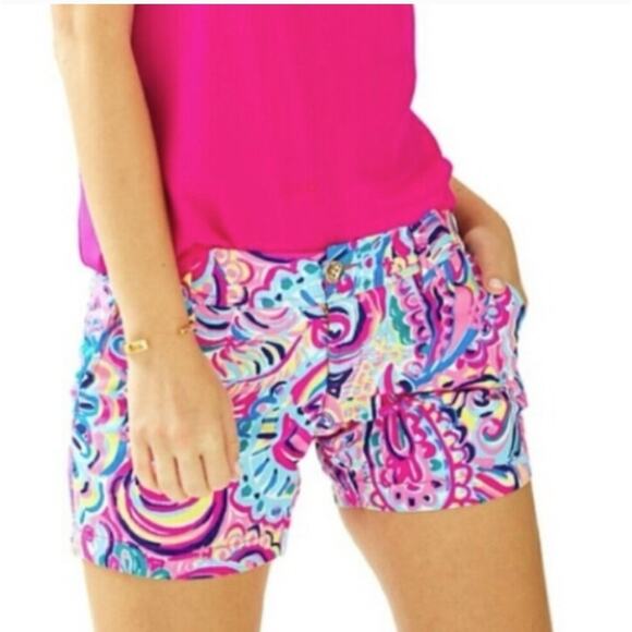 Lilly Pulitzer Psychedelic Sunshine Callahan Twill Shorts | 12 | NWT Preppy Boho - Picture 1 of 11